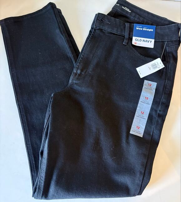 Old Navy Denim - Old Navy Wow straight jeans NEW 12 Short Black High rise